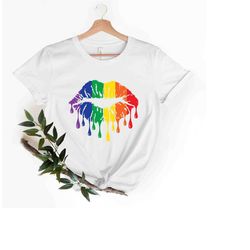 pride dripping lips t-shirt, lgbtq shirt, pride shirt, rainbow pride tee, pride month gift, lesbian gay bisexual transge