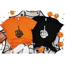 skeleton hand middle finger halloween t-shirt, skeleton hand shirt, funny halloween tee, halloween skeleton bone shirt,