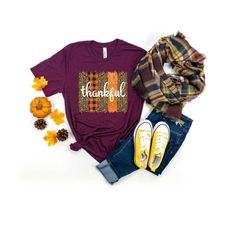thanksgiving shirt, leopard shirt womens thankful shirt, fall shirt, cute fall, thankful blessed,thanksgiving family mat