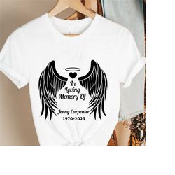 custom wings memorial shirts,in loving memory of t-shirts,personalized memorial shirts,custom name funeral shirt