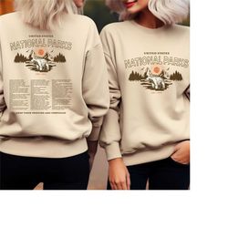 national parks lists sweatshirt, national park trip shirt, national park group shirt, retro environmental camping clothe