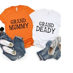 grand mummy and grand deady shirts,halloween family matching sweatshirts, grandparents halloween shirts, grandma grandpa