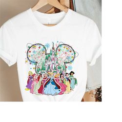 disney princess shirt, disney watercolor castle tee, disney vacation, disney princess gift, disney girls trip, christmas