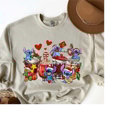 stitch christmas coffee sweatshirt, disney christmas shirts, funny disney christmas shirts, kids disney shirt, family va