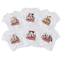 multi-character mickey & friends christmas lights shirt, custom name disney christmas family group matching shirts, mick
