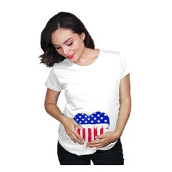 4th of july heart maternity shirt, heart pregnancy