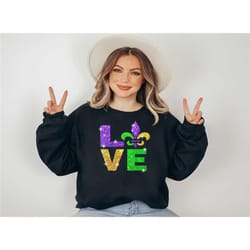 mardi gras love sweatshirt, mardi gras sweatshirt, cute