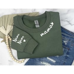 personalized mother sweatshirt, custom mama sweatshirt with kid