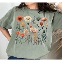 dried wildflowers t-shirt, pressed flower shirt, pressed wild