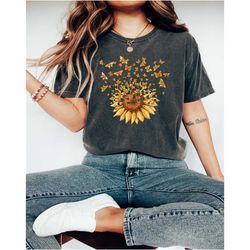 sunflower butterfly shirt, butterfly tee, mothers day gift