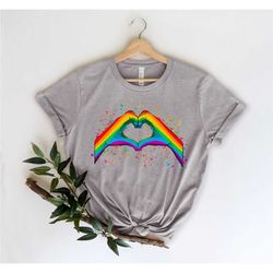 rainbow heart shirt, lgbt tee, pride rainbow heart