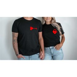heart lock and key shirt,matching couple shirts, wedding