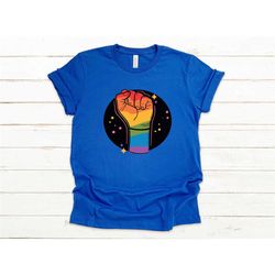 rainbow fist shirt, gay fist pride hand t-shirt,