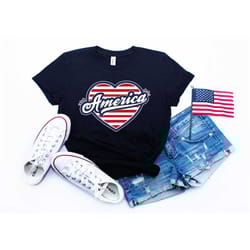 4th of july shirt, usa heart flag shirt,
