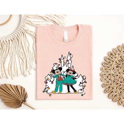 christmas lights castle mickey mouse shirt, mickey head