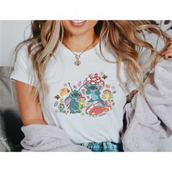 stitch shirt, disney cottagecore shirt, disney mushroom shirt,