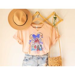 watercolor disney castle 4th of july shirt, merica