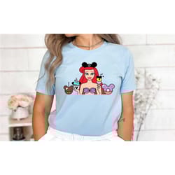 disney princess shirt, ariel disney snacks shirts, disney