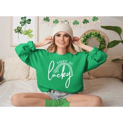 happy go lucky sweatshirt, st patrick's day sweatshirt,