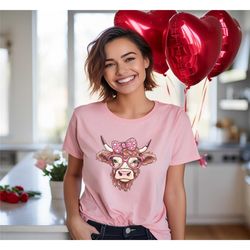 valentines highland cow shirt, lover v-neck shirt, highland
