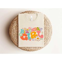 floral birthday girl shirt, retro birthday girl shirt,