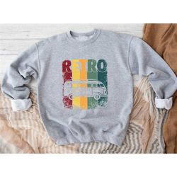 retro bus sweatshirt, hippie life sweatshirt, let's roam