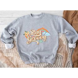 stay groovy hoodie, trendy flower sweatshirt, preppy sweatshirt
