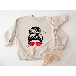 cute mom valentine sweatshirt, heart sweatshirts, women's valentine's