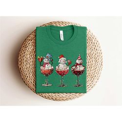 christmas red wine glass with santa hat shirt,