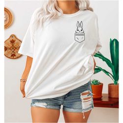 rabbit t-shirt, easter shirt, pocket bunny tee, floral