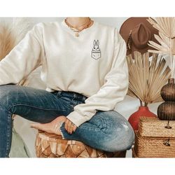 rabbit sweatshirt, easter shirt, pocket bunny sweatshirt, floral