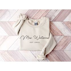 custom mrs sweatshirt or hoodie, mrs last name