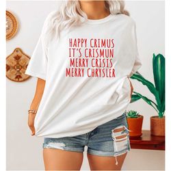 christmas short sleeve shirt, happy chrimus, merry chrysler,