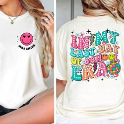 in my last day of school era comfort colors shirt, custom teacher shirt, school's out for summer shirt