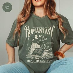 romantasy comfort color shirt for romance reader and book lover vintage reading shirt gift for bookworm and bibliophiles