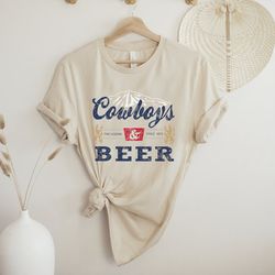 cowboys and beer vintage vibe graphic tee