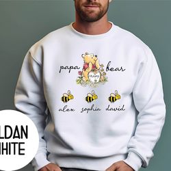 personalized papa bear winnie with grandkids name sweatshirt ,papa bear sweatshirt fathers day gift for papa grandpa bea
