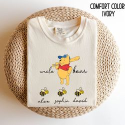 father's day gift to uncle from nephews ,custom uncle bear shirt, uncle with nephew kids name tshirt, personalized papa