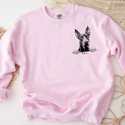 doberman sweatshirt, gift for doberman lovers , custom name doberman gift, doberman mom sweatshirt, doberman dog dad gif