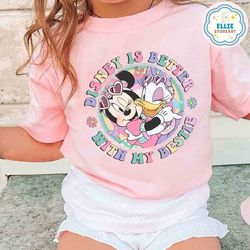 floral minnie mouse daisy duck disney is better with my bestie shirt, vintage wdw disneyland girl trip shirt, minnie dai