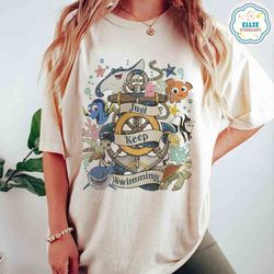 vintage disney pixar finding nemo just keep swimming shirt, finding dory shirt, disney cruise shirt, wdw disneyland fami