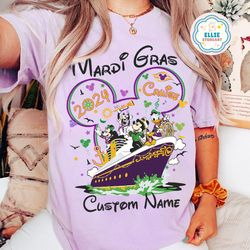 personalized disney mardi gras cruise 2024 shirt, mickey and friends mardi gras shirt, disney matching cruise group shir