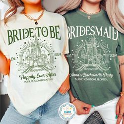 personalized disney bride shirt, wdw disneyland princess castle bachelorette party, bride squad, bridesmaid, bride to be