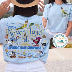 personalized two-sided rundisney neverland 5k springtime surprise marathon weekend 2024 t-shirt tank top, peter pan tink