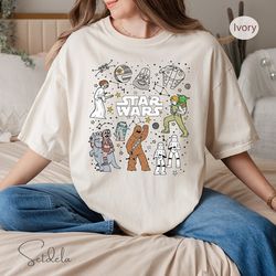 star wars characters group shot constellation doodles shirt, galaxy's edge holiday unisex t-shirt family birthday gift a