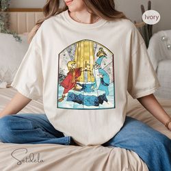 arthur and merlin stained glass wdw unisex t-shirt, family birthday gift