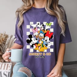 checkered mickey & co est 1928 shirt, vintage mickey and friends shirt, disney family t shirts