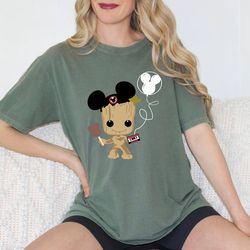 groot disney shirt, halloween groot t-shirt, mickey ears tee, groot with balloon shirt, comfort colors t-shirt
