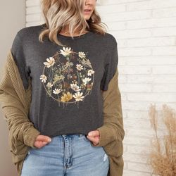 flower shirt, gift for her, flower shirt aesthetic, floral graphic tee, floral shirt, flower t-shirt, wild flower shirt