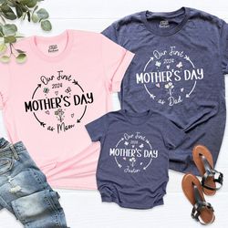 our first mother's day shirt, mom dad baby matching shirt, personalized name mommy and baby outfit, our first mother's